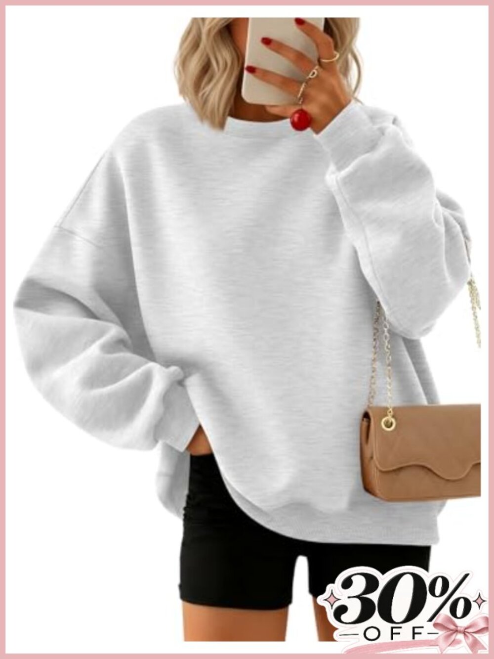 Oversized Crewneck Sweatshirt Pullover Cotton Polyester Women Long Sleeve